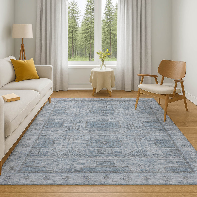 Premium Machine Washable Tara AMF1919 Border Rug, Rectangle 8' x 10'