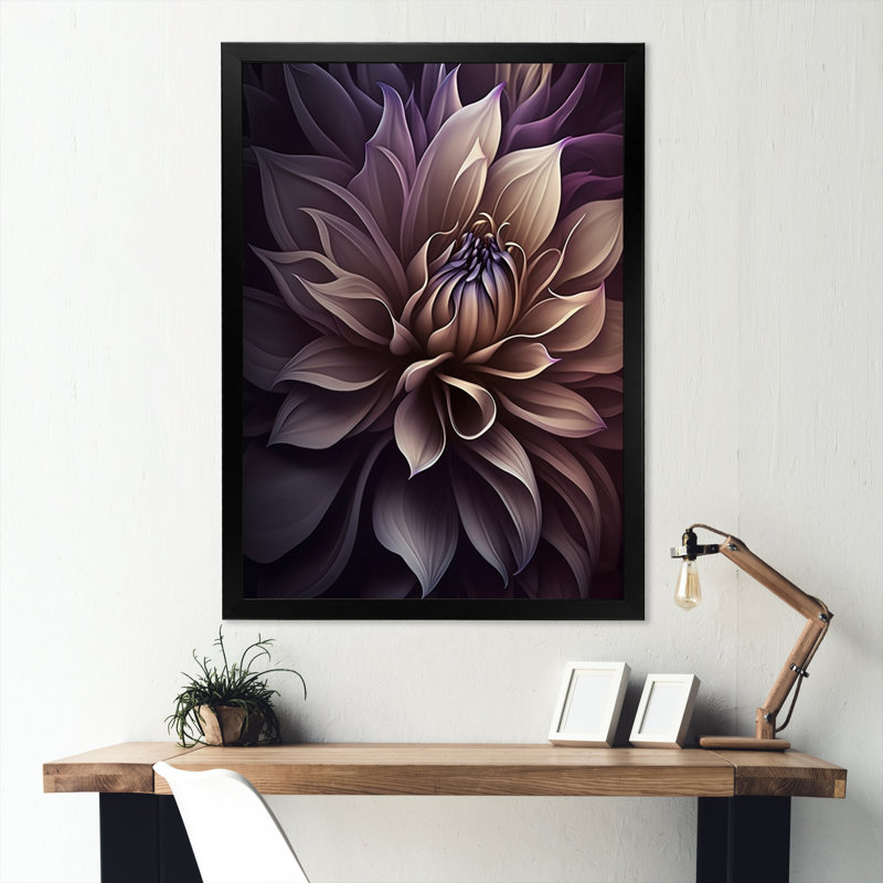 «Mauve Dahlia fleur II - Dahlia», reproduction d'art sur toile encadrée, H 40 po x l 30 po, Cadre photo noir