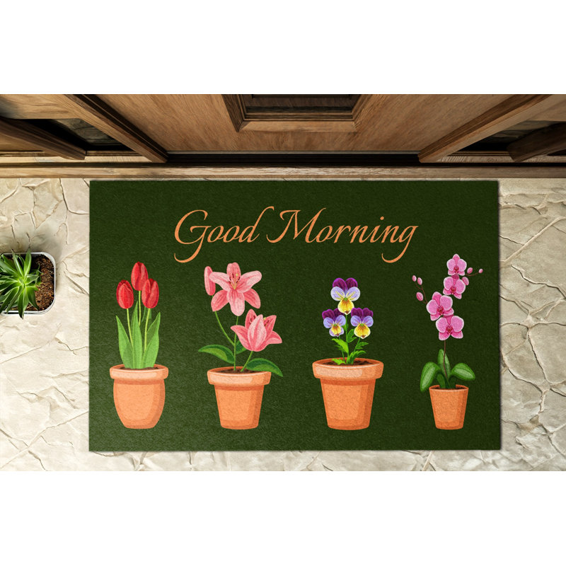 Non-Slip Floral Outdoor Doormat