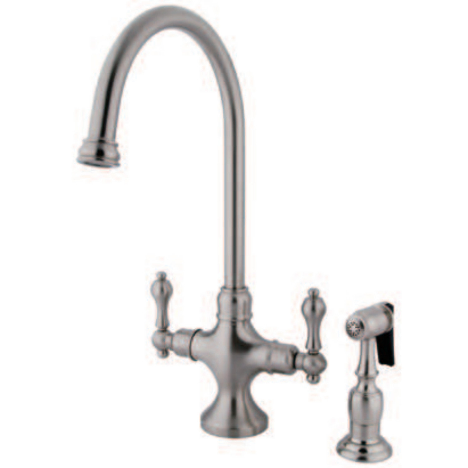 Double Handle Kitchen Faucet with Side Spray, Brushed Nickel