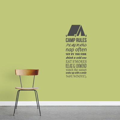 Décalcomanie murale camp rules