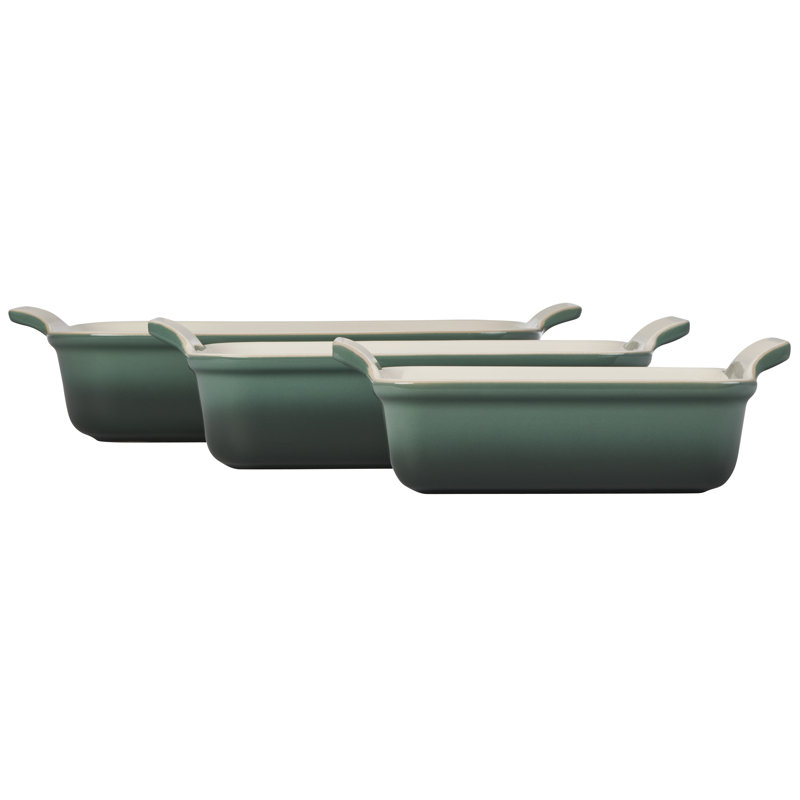 Le Creuset Stoneware 3 Piece Baking Dishes, Green