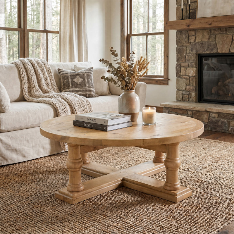 Table basse simple American Rustic, Bois brun foncé