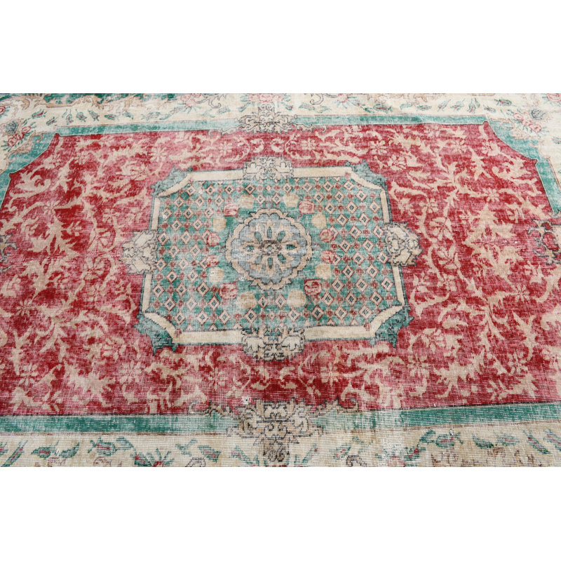 Grand tapis turc Oushak de couleur rouge, idéal pour la salle à manger, rehaussant un décor bohémien chic rétro de qualité suprême