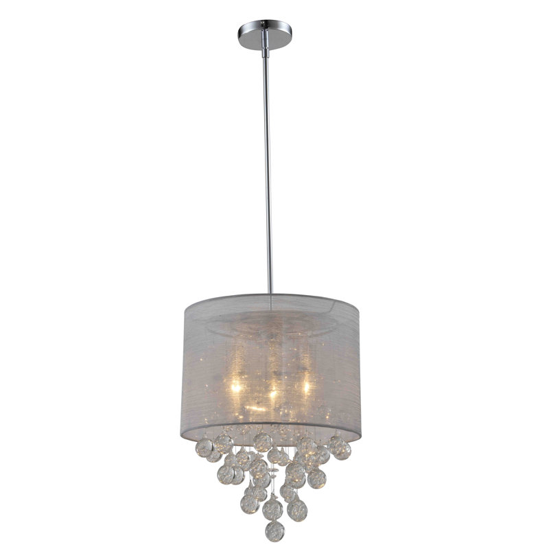 3 - Light Glass Drum Chandelier