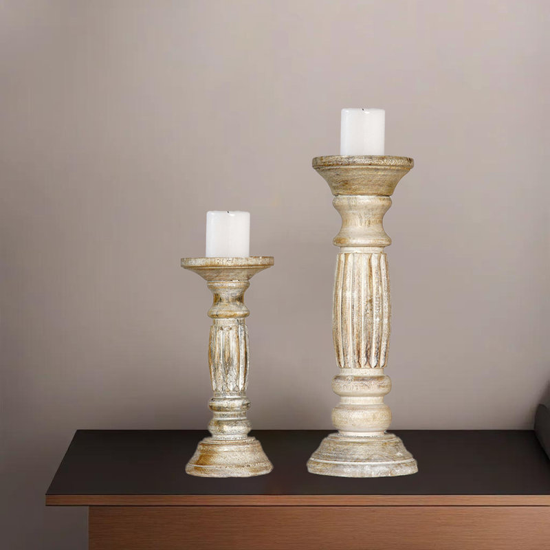 Ensemble de chandelles de table en bois 2 pièces, 9 po x 9 po x 12 po