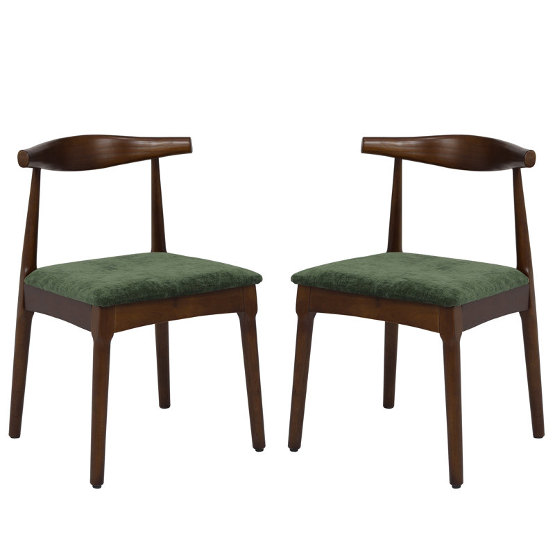 Solid Wood Dining Side Chair, Green/Walnut