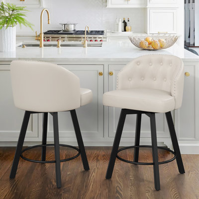 Tabouret de comptoir pivotant en similicuir avec pieds en métal