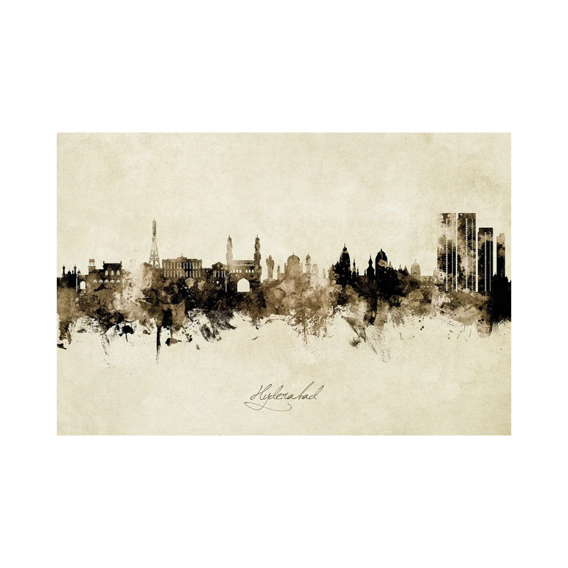 Hyderabad India Skyline Vintage by Michael Tompsett - Wrapped Canvas Print, 66.04 cm H x 45.72 cm W