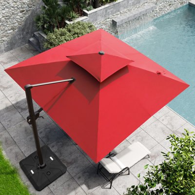 10' ×10' Double-top Square Patio Cantilever Umbrella with Base