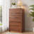23.6" W 5 Drawer Mid-Century Modern, Wooden Dresser with Curved Profile and Fluted Design-1394577579