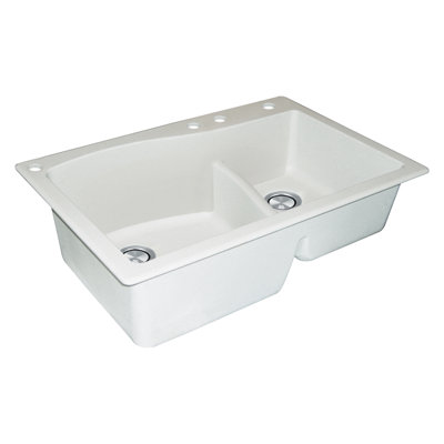Aversa 33'' L Drop-In Double Bowl Granite Kitchen Sink