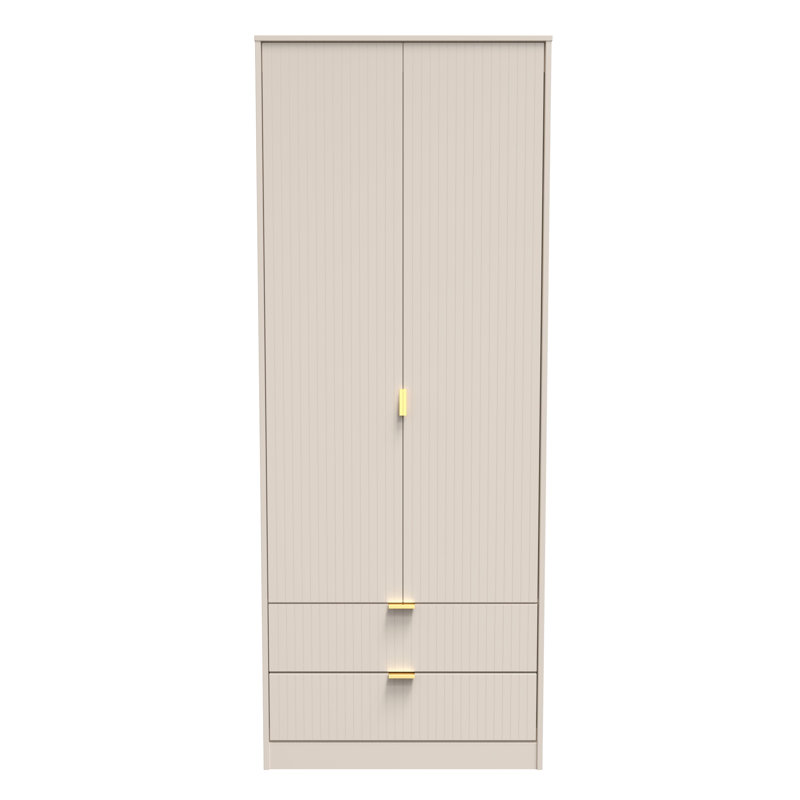 Fully Assembled 2 Door Wardrobe, 197cm H x 74cm W x 53cm D, Kashmir