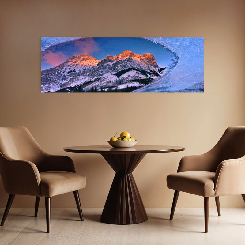 Alpenglow, montagne, réflexion, serein, tranquille, forêt abstraite, paysage, art mural, H 48 po x l 16 po