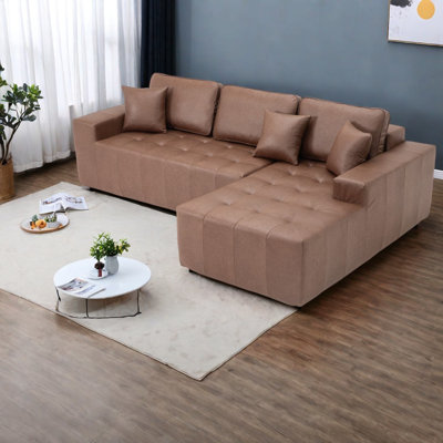 Canapé-lit modulaire à compression, forme en L en similicuir pour la maison