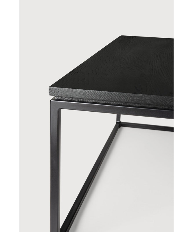 Thin Solid Wood Coffee Table, 11.8" H x 27.6" L x 27.6" W, Black, Black