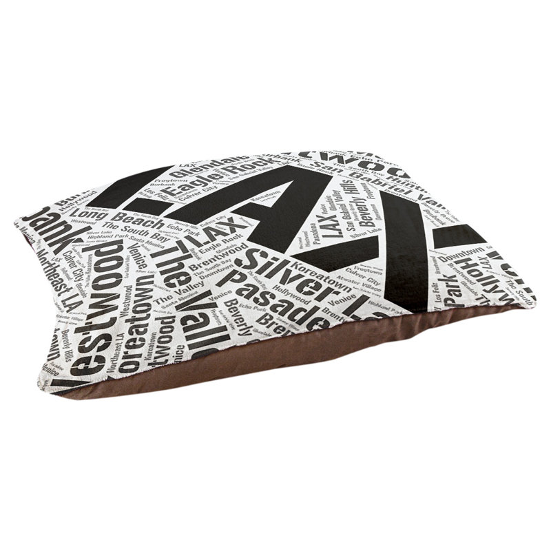 Coussin de chien « districts », Noir, Grand (l 40 po x P 30 po x H 14 po), Los Angeles