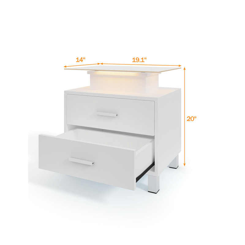 Table de chevet en bois massif et en bois manufacturé, Blanc