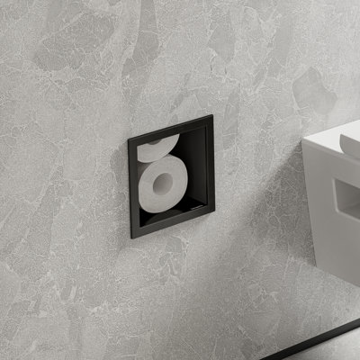 Porte-papier hygiénique encastré avec rangement et porte inclinable hansgrohe XtraStoris
