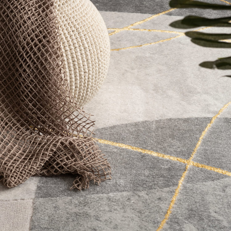 Tapis de designer avec un look d'art abstrait moderne, Rectangle 6 pi 7 po x 9 pi 6 po