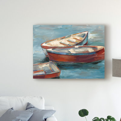 Wrapped Canvas Wall Art - Ethan Harper 'Boats By The Lake Ii' Wall Art for Living Room, Bedroom, or Office Décor - 35x47