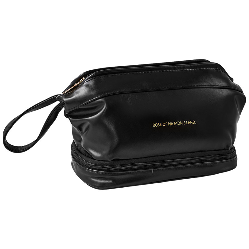 PU Leather；Polyester；PVC；Nylon Zipper Makeup Organiser, Black