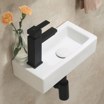 HOROW Bathroom Levell 370mm L 185mm White Bathroom Sink UV3718WL