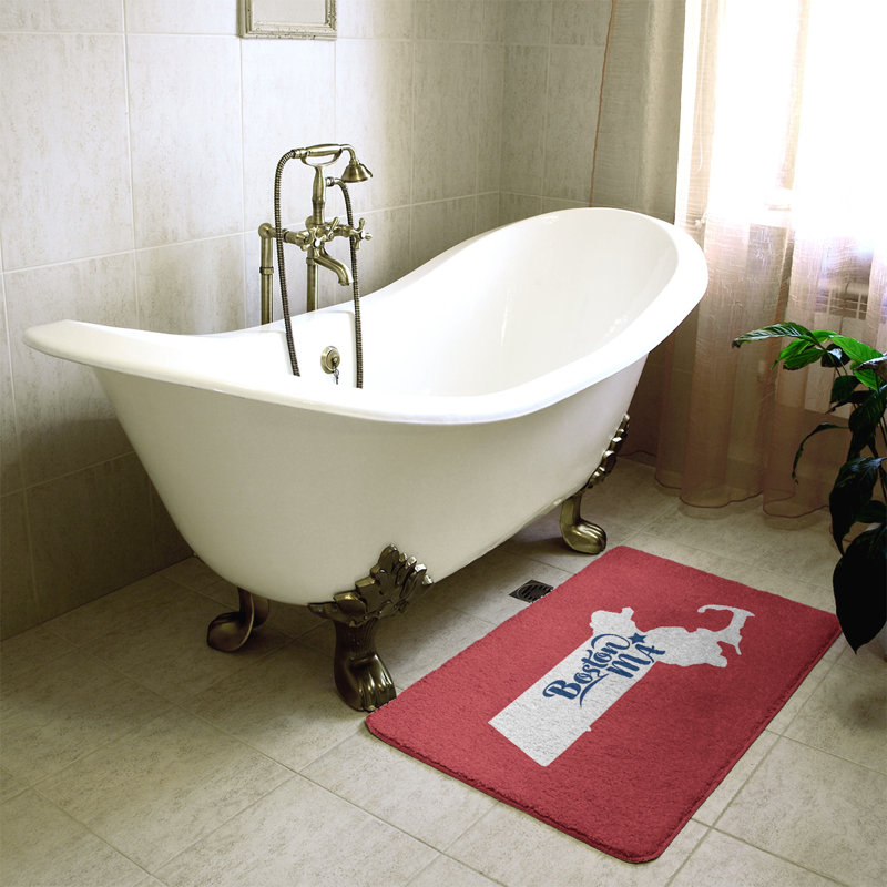 Tapis de bain antidérapant Colors, L 21 po x L 34 po, Rouge / Blanc, Boston Sports