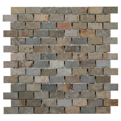 1" x 2" Beveled Slate Brick Joint Mosaic Wall & Floor Tile