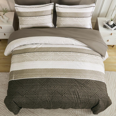 7-Piece Boho Striped Comforter Set - Soft Microfiber All Season Bedding Set