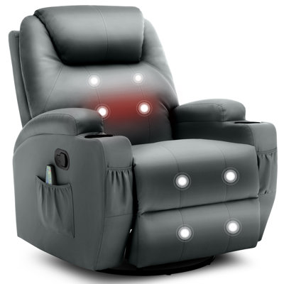 Recliner Chair,recliner With Heat And Massage, 360°swivel Recliners, Rocker Recliner With Cup Holders And Side Pockets