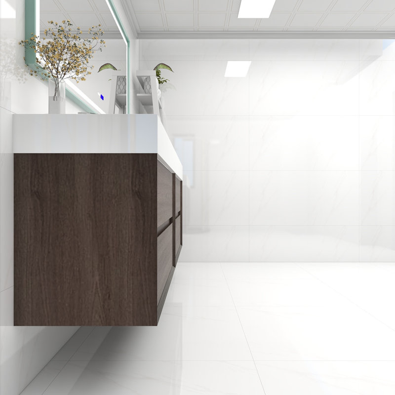 84" Wall Mounted Double Bathroom Vanity, Red Oak