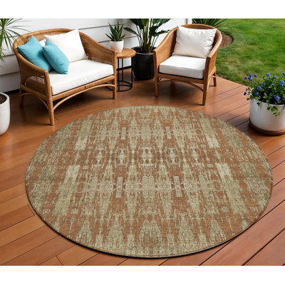 Tapis rond 8 po taupe et beige