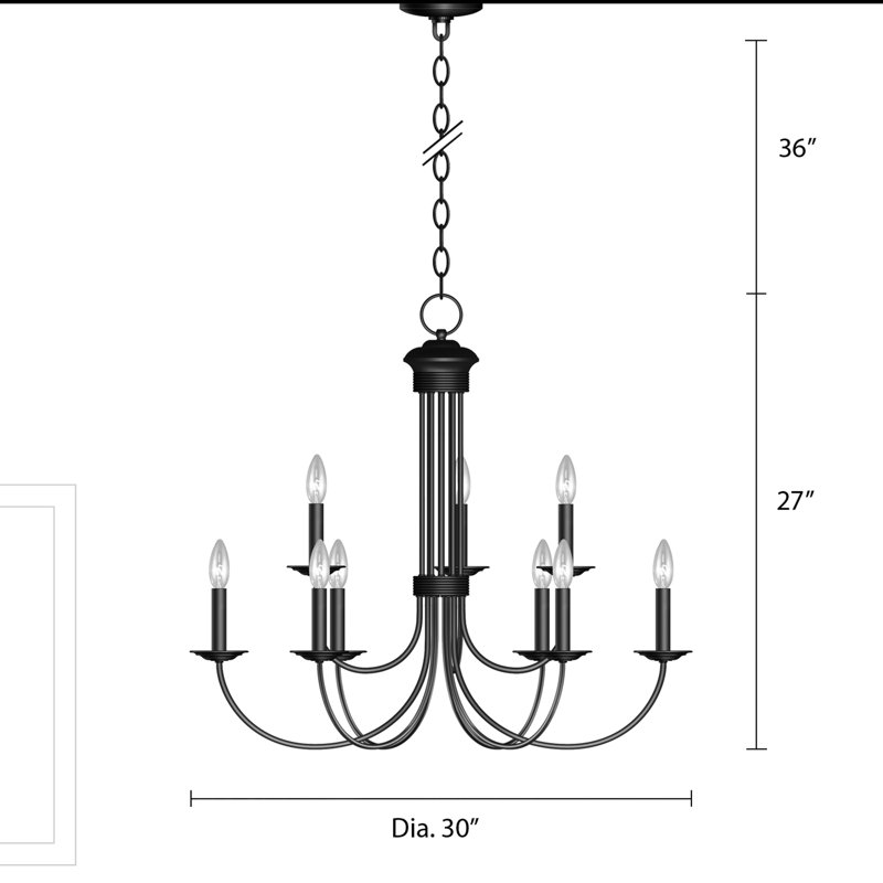 Arunvir 9 - Light Dimmable Chandelier, Black