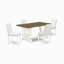 L'ensemble de table 5 pièces se compose d'une table en bois jacobine vieillie et de 4 chaises rembourrées en lin bleu bébé avec dossier haut - Lin brossé blanc.-2132770279-2132761582