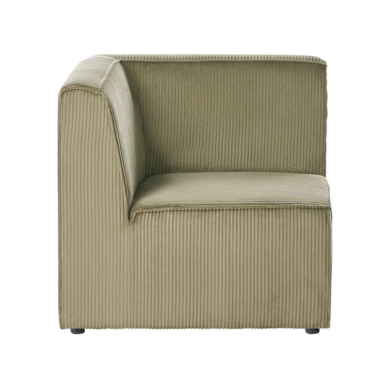 Bertwin 1 Seater Corduroy Sectional, Left Hand Facing, Green
