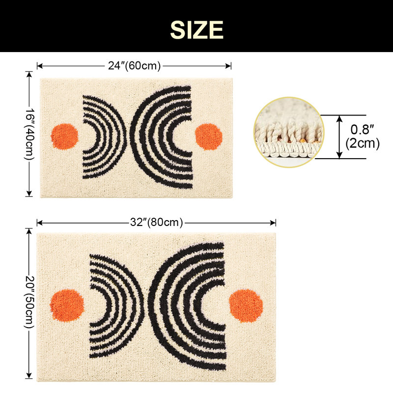  Tapis de bain antidérapant Kr Crystalin ultra-doux lavable à la machine, L 24 po x l 16 po, Beige
