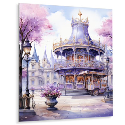 Carrousel éternel mauve III - Parc d'attractions, impressions sur métal