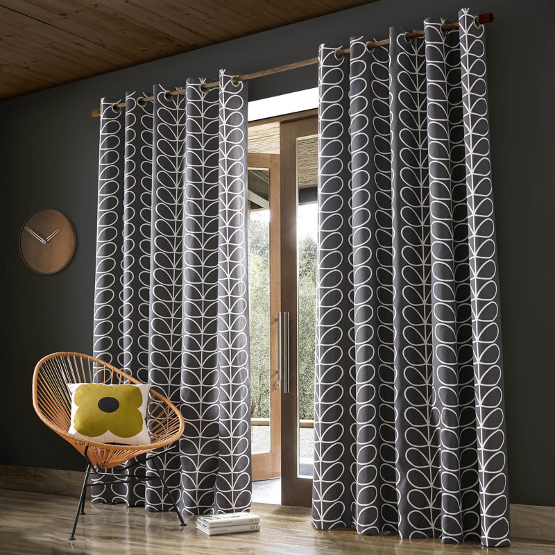 Linear Stem Curtains, 117 W x 183 D cm, Charcoal