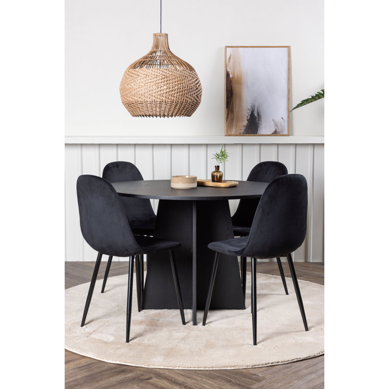 Talley 4 -Person Dining Set, Black, Black