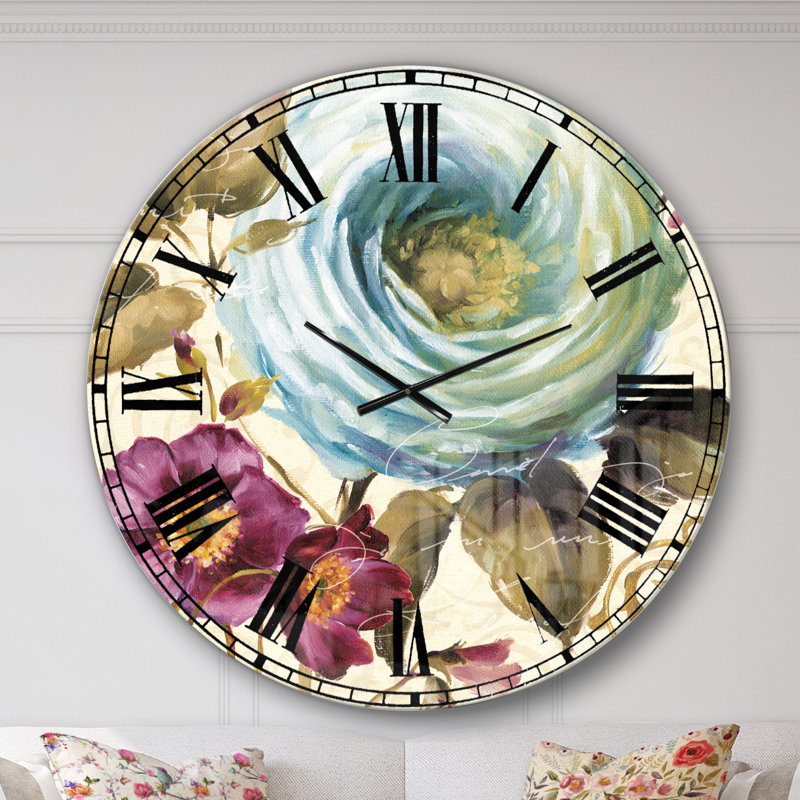 Victorias crème fleur - horloge murale traditionnelle, Surdimensionné