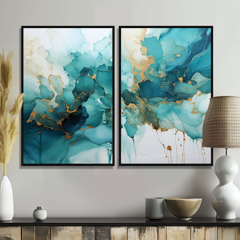 Claranell - Art mural moderne 2 pièces, Black, 36" H x 48" W, Impression encadrée flottante