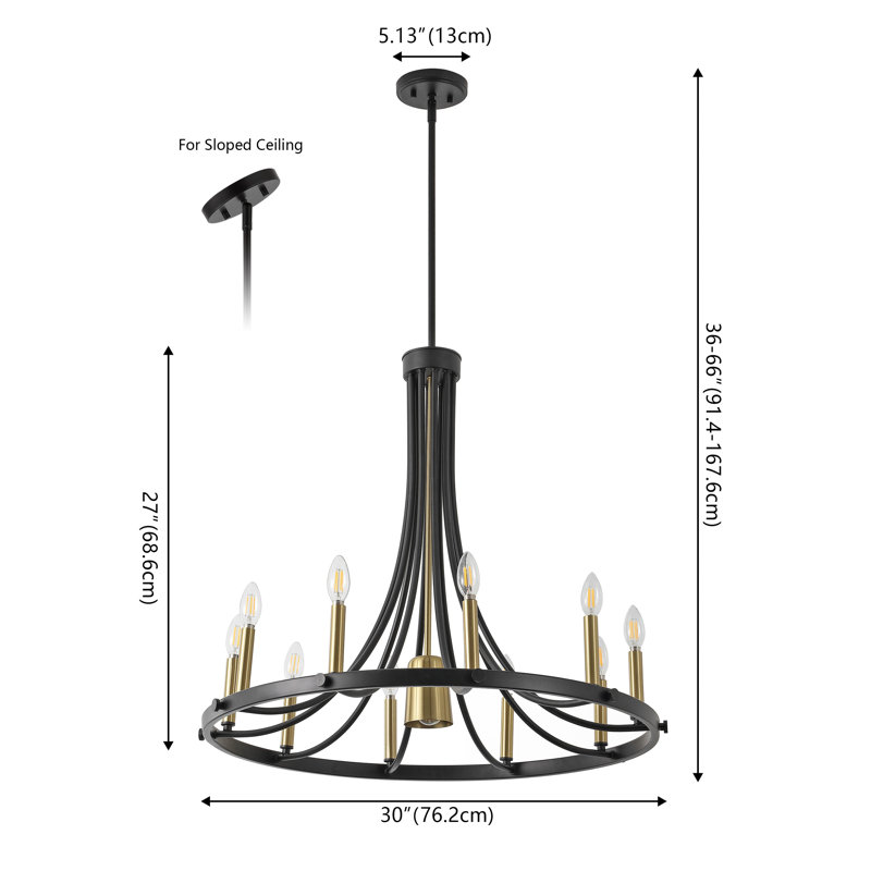 Lustre géométrique de style bougie, H 27 po x l 30 po x P 30 po