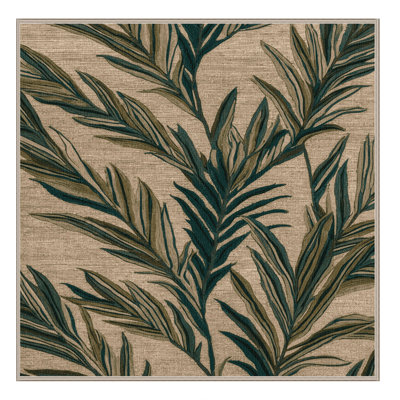 Machine Washable Botanical Brown Area Rug