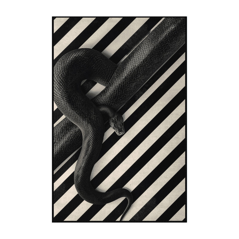 Tapis à rayures moderne gris et noir lavable à la machine Ozgur Anaconda, 3 X 5