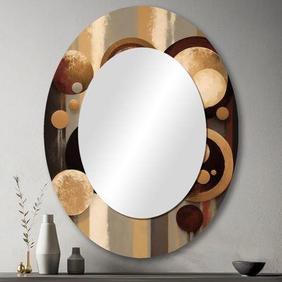 Aged Barrel Universes VI - Grand miroir mural ovale sur métal