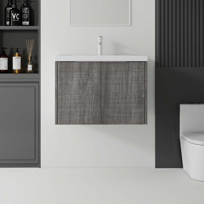 Space-Efficient Floating Bathroom Vanity with Soft-Close Doors
