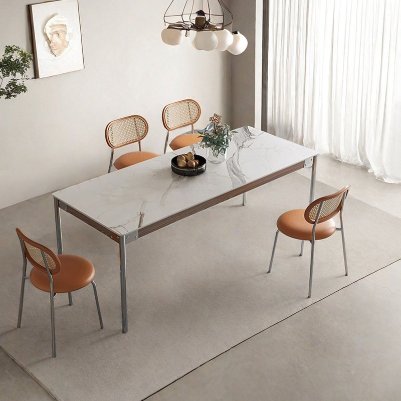 Table de salle à manger en acier inoxydable, H 29,53 po x L 70,87 po x l 31,5 po