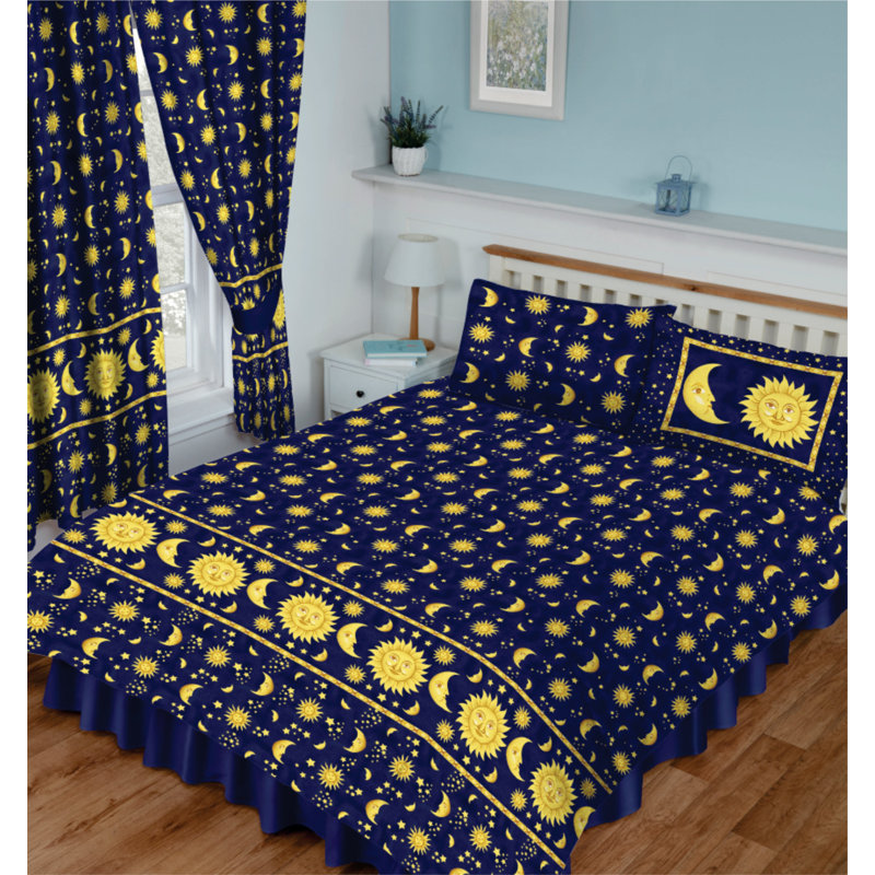 SUN ana MOON Celya 132 TC Duvet Cover Set, Single Duvet Cover + 1 Standard Pillowcase, Blue