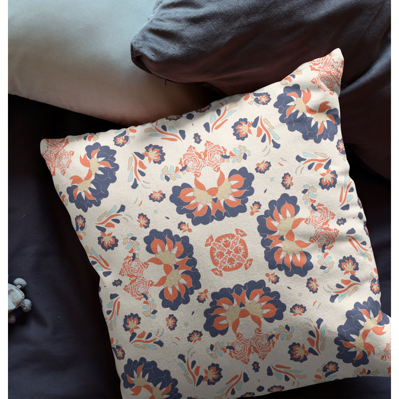  Housse de coussin Divine, 20 po x 20 po, Blanc cassé / Bleu